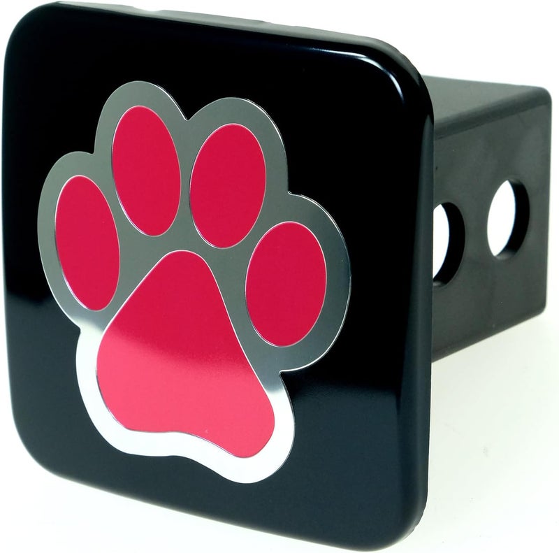 eVerHITCH Dog Paw Print Tube Plug Hitch Cover (Black and Pink, Fits 2" Receiver) - Image 1